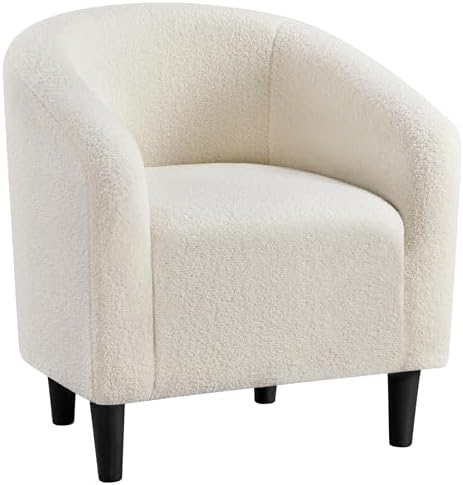 Yaheetech Small 25.5in Wide Sherpa Barrel Accent Chair for Bedroom, Ivory by Yaheetech