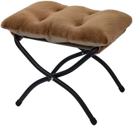 15"(H) Folding Ottoman, Foldable Footrest Stool, Portable Small Foot Stool for Couch, Collapsible Foot Rest Ottoman for Sofa, Accent Padded Ottomans for Living Room, Bedroom, Brown by MordchilHF