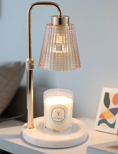 Marble Candle Warmer Lamp White with Cycle Timer, Dimmable Wax Melt Warmer by GODONLIF