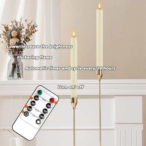 YOROXRG 24 Pack LED Flameless Taper Candles with Timer, Dripless Fake Candlesticks with 3D Flickering Flame, 9.6 Inches White Window Candle for Fireplace Christmas Halloween（Ivory） - Image 7