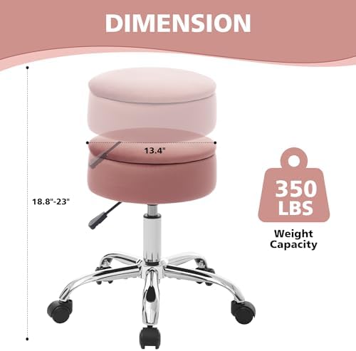 Adjustable Vanity Stool Storage Swivel Rolling Vanity Chair with Wheels - Image 2