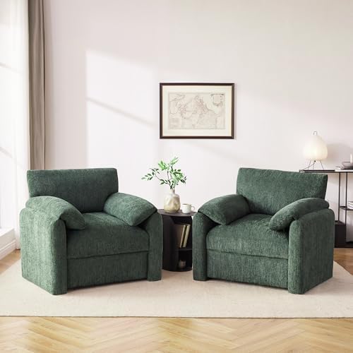 Howjoe Accent Chair for Living Room, Oversized Reading Armchair, Green - Image 4