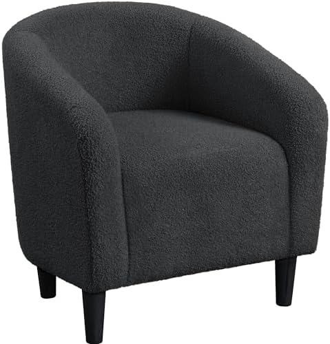 Yaheetech Small 25.5in Wide Sherpa Barrel Accent Chair Bedroom, Dark Gray by Yaheetech