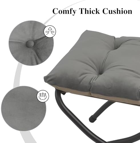 15"(H) Folding Ottoman, Foldable Footrest Stool, Portable Small Foot Stool for Couch, Collapsible Foot Rest Ottoman for Sofa, Accent Padded Ottomans for Living Room, Bedroom, Dark Grey - Image 5