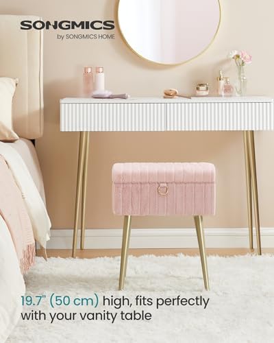 SONGMICS Vanity Stool Chair with Storage, Metal Legs, Max. Load 440 lb - Image 3