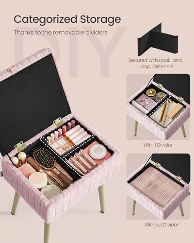SONGMICS Vanity Stool Chair with Storage, Metal Legs, Max. Load 440 lb - Image 5