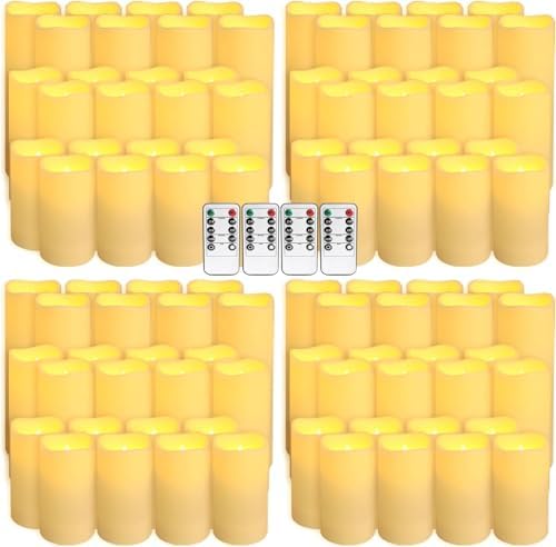 YOROXRG Set of 96 Waterproof Outdoor Flameless Candles, LED Candles with 4 Remote and Timer,(H 4" 5" 6" x D 2.2"),for Halloween Wedding Festival - Image 2