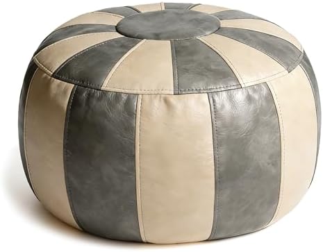 Thgonwid Unstuffed Moroccan Ottoman Pouf Cover, Ottoman Footstool Storage Solution, Bean Bag Chair, Foot Rest, Gray & Mushroom by Thgonwid