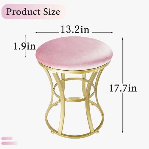 Vanity Chair, Small Velvet Vanity Stool & Ottoman Bench for Bathroom, Dorm - Image 3
