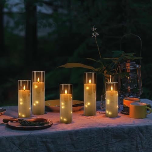 YOROXRG 24 Pack Halloween Decoration Flickering Flameless Candles, Battery Operated LED Candles for New Year, Home Decor, Parties, Wedding,Christmas(D2.2 x H 5" 6" 7") Grey - Image 4