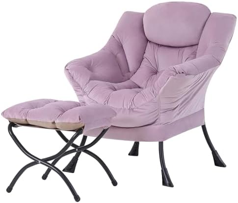 Tiita Lazy Chair with Ottoman, Comfy Reading Accent Chair, Light Purple by TiitaHome