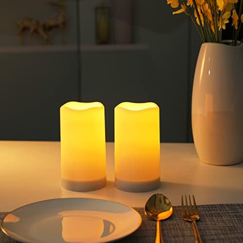 YOROXRG Solar flameless Candles Outdoor Waterproof,Dusk to Dawn Outdoor Lighting, Flickering fameless Reusable LED Light Candles for Lantern Garden Camping and Home Decor, 3D Wick (3"X6") Set of 2 - Image 5