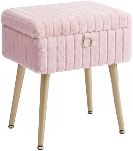 SONGMICS Vanity Stool Chair with Storage, Metal Legs, Max. Load 440 lb by SONGMICSbySONGMICSHOME