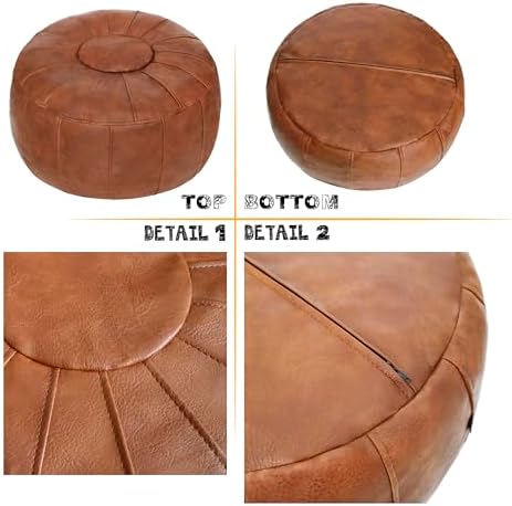 Thgonwid Unstuffed Moroccan Ottoman Pouf Cover, Ottoman Footstool Storage Solution, Bean Bag Chair, Foot Rest, Brown - Image 6