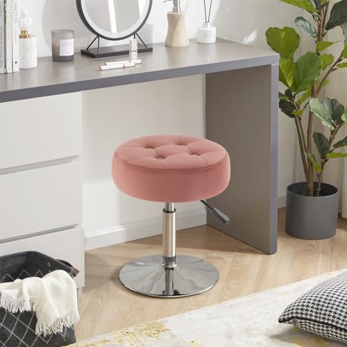 Gitrah Pink Vanity Stool Chair Swivel Adjustable Comfortable Makeup Stool - Image 5