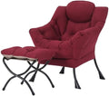 Tiita Lazy Chair with Ottoman, Comfy Reading Accent Chair, Burgundy by TiitaHome