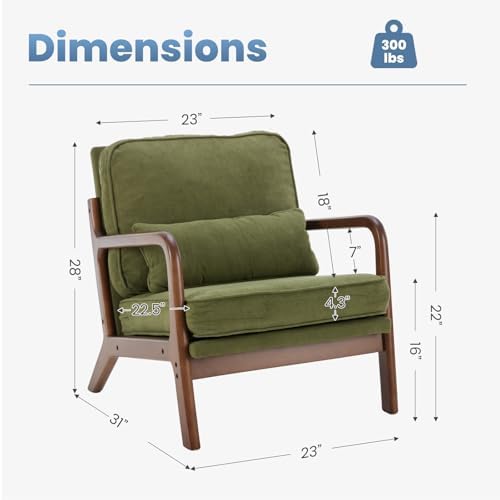 DUMOS Mid Century Modern Accent Chair, 16'' Seat Height Cozy Lounge Chair - Image 3