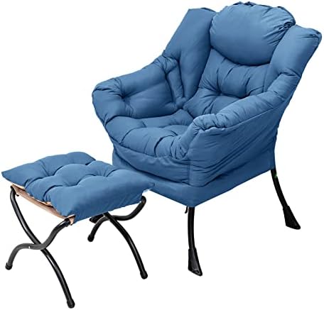 Welnow Lazy Chair with Ottoman, Reading Chair with Footrest,Royal Blue by LifeGetsBetterWithWelnow