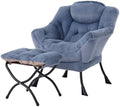 Welnow Lazy Chair with Ottoman,Reading Chair with Footrest,Light Blue by LifeGetsBetterWithWelnow