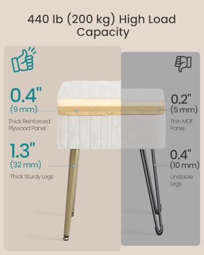 SONGMICS Vanity Stool Chair with Storage, Metal Legs, Max. Load 440 lb - Image 6