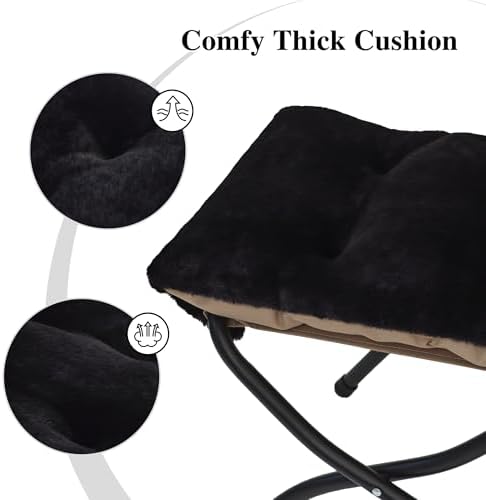15"(H) Folding Ottoman, Foldable Footrest Stool, Portable Small Foot Stool for Couch, Collapsible Foot Rest Ottoman for Sofa, Accent Padded Ottomans for Living Room, Bedroom, Black - Image 6