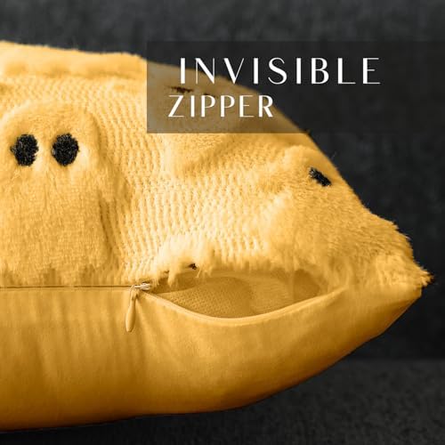 DFXSZ Halloween Pillow Covers 18x18 inch 2Pcs Yellow Ghost Halloween Decor - Image 2