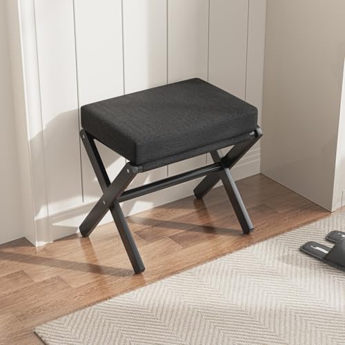 BAMBOOHOMIE Foldable Foot Stool Ottoman, Small Padded Foot Rest with Bamboo X-Legs, Portable Folding Leg Rest for Living Room Bedroom Office, Soft Foam Cushion Step Stool for Couch & Armchair (Black) - Image 6