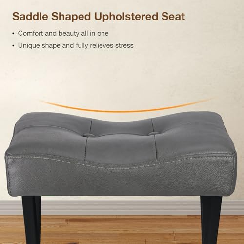 Memobarco 18-Inch Leather Vanity Stool Chair, Gray Makeup Stool - Image 3