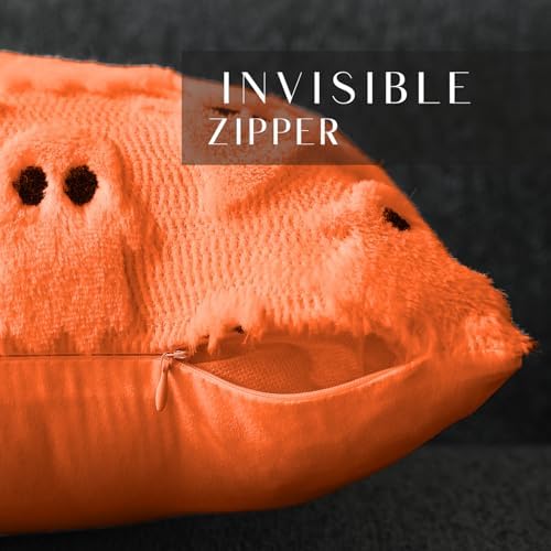 DFXSZ Halloween Pillow Covers 12x20 inch 2Pcs Orange Ghost Halloween Decor - Image 2