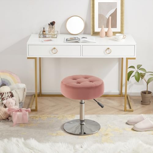Gitrah Pink Vanity Stool Chair Swivel Adjustable Comfortable Makeup Stool - Image 2
