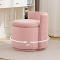 WUTUTUEE Large Velvet Vanity Chair with Storage, 360° Swivel Makeup Chair with Wave Back, No Assembly Small Accent Stool for Bedroom, Dressing, Living Room, Pink by WUTUTUEE