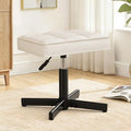 LUE BONA Adjustable Vanity Stool, 15''-19.5'' Foot Rest Under Desk, 360° Swivel Vanity Chair for Makeup Room, Cream Upholstered Faux Leather Ottoman for Bathroom & Living Room, 300lbs by LUEBONA