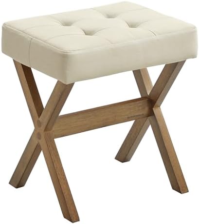 SONGMICS Makeup Stool, Padded Vanity Foot Rest, Solid Wood X Legs by SONGMICSbySONGMICSHOME
