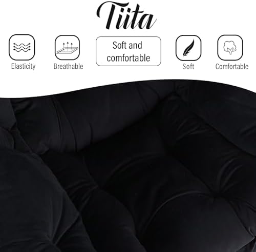 Tiita Lazy Chair, Black Modern Large Accent Armchair, Comfy Leisure Sofa Reading Chair for Bedroom, Living Room, Dorm Rooms, Garden and Courtyard, Black - Image 5