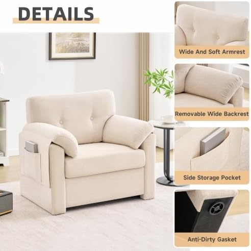 Howjoe Accent Chair for Living Room, Oversized Reading Armchair, Lvory - Image 5
