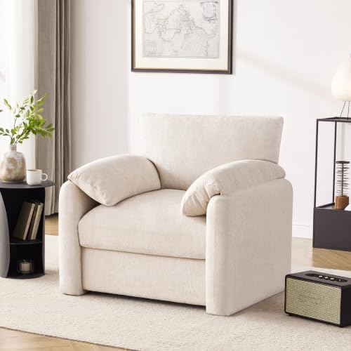 Howjoe 2 Pack Accent Chair for Living Room, Oversized Armchair, Beige - Image 4