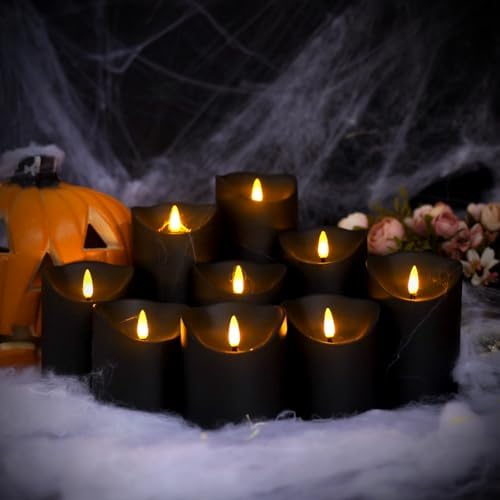 Nimiko Flameless Candles with Remote, Battery Operated Flickering Flameless Candles, LED Candles with Timer 2/4/6/8H, with Realistic LED Candles Set of 9 (D3 x H 3" 4" 5" 6" 7") (Black) - Image 6