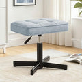 LUE BONA Adjustable Vanity Stool, 15''-19.5'' Foot Rest Under Desk, 360° Swivel Vanity Chair for Makeup Room, Blue Upholstered Faux Leather Ottoman for Bathroom & Living Room, 300lbs by LUEBONA