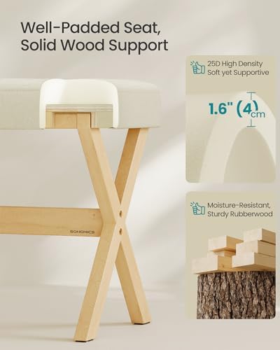 SONGMICS Makeup Stool, Padded Vanity Foot Rest, Solid Wood X Legs - Image 5