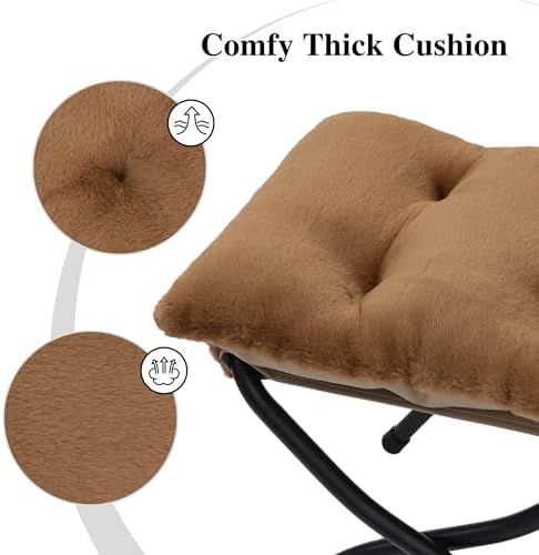 15"(H) Folding Ottoman, Foldable Footrest Stool, Portable Small Foot Stool for Couch, Collapsible Foot Rest Ottoman for Sofa, Accent Padded Ottomans for Living Room, Bedroom, Brown - Image 5