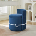 WUTUTUEE Velvet Vanity Chair with Storage, 360° Swivel Makeup Chair with Wave Back, No Assembly Small Accent Stool for Bedroom, Dressing, Living Room, Blue by WUTUTUEE