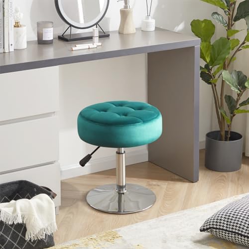 Gitrah Teal Vanity Stool Chair Swivel Adjustable Comfortable Makeup Stool - Image 5