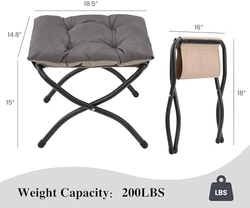 15"(H) Folding Ottoman, Foldable Footrest Stool, Portable Small Foot Stool for Couch, Collapsible Foot Rest Ottoman for Sofa, Accent Padded Ottomans for Living Room, Bedroom, Dark Coffee - Image 3