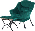 Tiita Lazy Chair with Ottoman, Comfy Reading Accent Chair, Velvet Green by TiitaHome