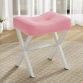 Memobarco 18-Inch Leather Vanity Stool Chair, Pink Saddle Vanity Stool by MEMOBARCO