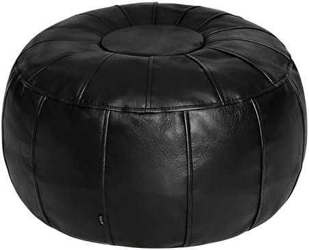 Thgonwid Unstuffed Moroccan Ottoman Pouf Cover, Ottoman Footstool Storage Solution, Bean Bag Chair, Foot Rest, Black by Thgonwid