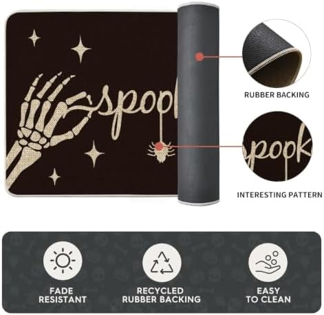 Artoid Mode Spooky Skeleton Spider Bone Black Halloween Kitchen Mats Set of 2, Black Home Decor Low-Profile Kitchen Rugs for Floor - 17x29 and 17x47 Inch - Image 6