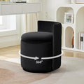WUTUTUEE Velvet Vanity Chair with Storage, 360° Swivel Makeup Chair with Wave Back, No Assembly Small Accent Stool for Bedroom, Dressing, Living Room, Black by WUTUTUEE