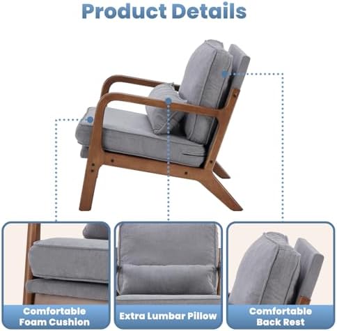 DUMOS Mid Century Modern Accent Chair, 16'' Seat Height Cozy Lounge Chair - Image 5