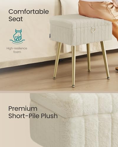 SONGMICS Vanity Stool Chair with Storage, Metal Legs, Max. Load 440 lb - Image 4